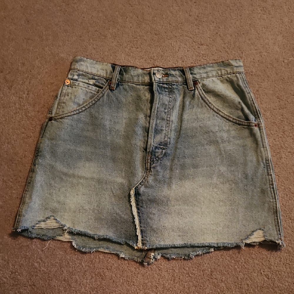 We The Free Light Blue Denim Skirt